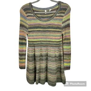 Anthropologie Moth Spacedye Swing Boho Knit Wool Peplum Top Women's Size Medium